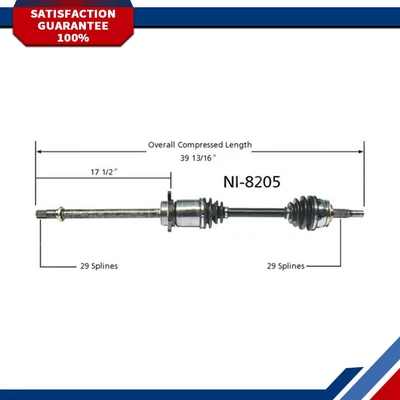 适用于 2003 2004 2005 2006 年 2007 年日产 Murano 2WD 前右侧 CV 联合轴 — 第 1/3 张图片