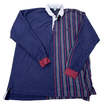 Vintage Izod Rugby Shirt Men XLT Blue Red Colorblock 90s Y2K Long Sleeve Polo - Image 1 of 4
