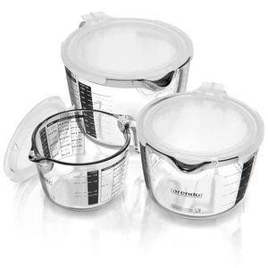 Arendo Messbecher Glas-Set 250ml+500ml+1L Borosilikat Messskala Schwarz - Bild 1 von 6