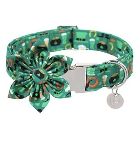 St. Patrick's Dog Collar with Flower (Large) - Picture 1 of 1