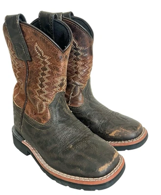 Dan Post Cowboy Boot Children Size 10 D Leather Square Toe Boot Child Western - Image 1 of 4