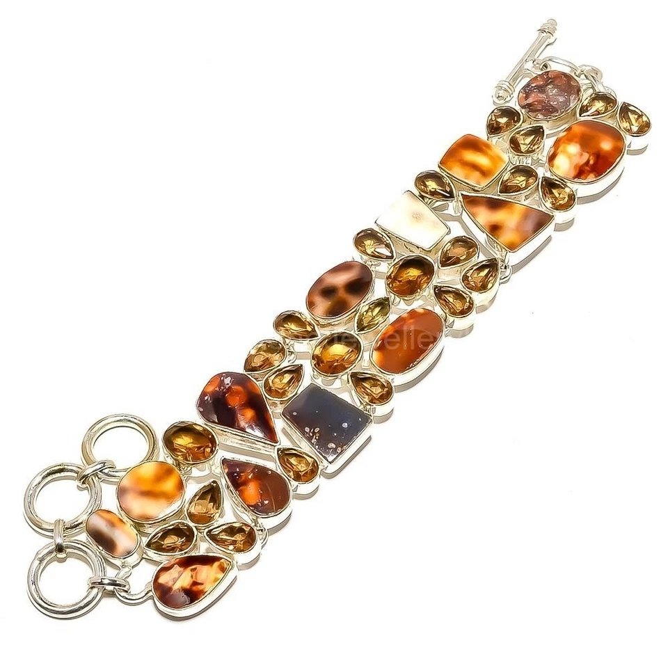 Genuine Shell Quartz 925 Sterling Silver Halloween Chain Sister Bracelet Jewelry - Image 1 of 4
