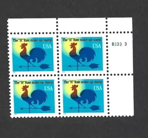 US STAMP 3258 PLATE BLOCK BLUE USA 1c MAKE UP RATE ROOSTER MINT NH OG FREE SHIP - Picture 1 of 1