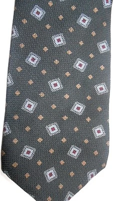 Corbata de seda para hombre Calvin Klein 58" X 4" carbón con geométrica plateada/dorada/roja Foto 1 de 3