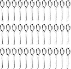 36 Pieces Teaspoons Set (6.2 Inch), Spoons Silverware, Stainless Steel Tea Spoon - Picture 1 of 12