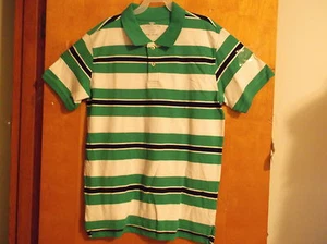 NEW BOY'S "FADED GLORY" GREEN,BLACK  & WHITE 2 BUTTON S/S POLO SHIRT    - Picture 1 of 1