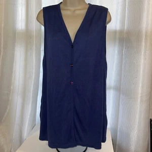 Daniel Carson womens VEST SZ L button Navy blue long - Picture 1 of 6