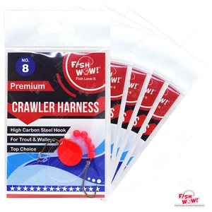 5 Stück Fisch WOW! ® 2-Haken 12" Raupengeschirr Rig Zander rote Klinge Spinner #8 - Bild 1 von 2