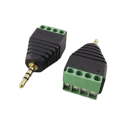 10x 2.5mm Stereo 4 Pole Male Plug TRRS To AV Screw Video Balun Terminal Adapter - Image 1 of 4