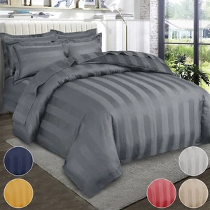 Egyptian Stripe Duvet Quilt Covers Luxury Bedding Set Single Double King Size - Picture 1 of 64