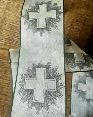 3m Trauerbinde Trauerschleife Kreuz 70mm Trauerband Draht Schwarz Band Creme - Bild 1 von 4