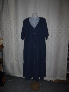 Elbow Sleeve Maxi Dress size 1X ,Sonoma, Navy Night Full Button front,2 side poc - Picture 1 of 14