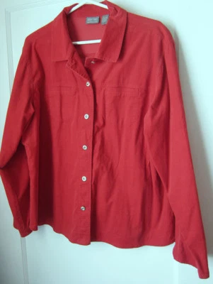 Jaqueta Chico's 3 vermelha algodão veludo macio manga longa XL 16 18 - Imagem 1 de 3