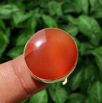 Anillo ajustable de piedras preciosas de ágata cornalina roja enchapado en plata de ley 925 joyería Foto 1 de 4