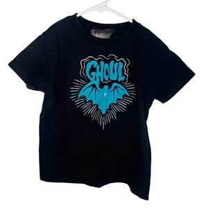 Sourpuss Ghoul Bat Short Sleeve Shirt Top Tee Kids Boys Halloween Punk Horror S - Picture 1 of 4