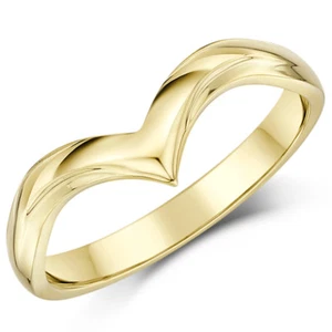 9ct Yellow Gold Wishbone Curved Shape Wedding Ring 2.5mm Band - Picture 1 of 2