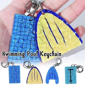 Swimming Pool Keychain Wavy Key chain Decor Car Key Ring Pendant Swimmer's Gift - Picture 1 of 14