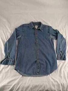 Calvin Klein Jeans Womens Blue Denim Long Sleeve Button Down Collared Shirt Sz L - Picture 1 of 12