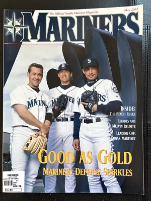 May 2003 Official Seattle Mariners Magazine  Edgar Martinez Bret Boone Hasegawa - Image 1 of 4