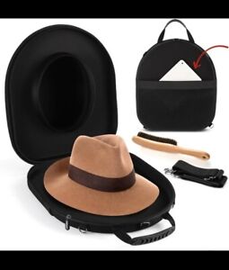 Étui chapeau de voyage H4HAT avec poche brosse et tablette, étui, noir 