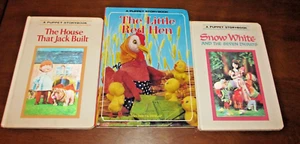 A Puppet Storybook HC Lot 3 Grosset  Dunlap Little Red Hen Snow White House Jack - Picture 1 of 2