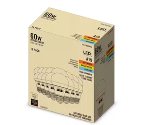 60-Watt Equivalent A19 Non-Dimmable LED Light Bulb 3 CCT (32-Pack) - Picture 1 of 1