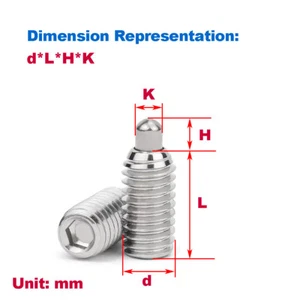 304 SS Ball Set Screw/Spring Ball Head Plunger/Spring Telescopic Pin M2-M12 - Picture 1 of 29