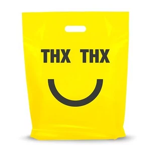 Thank You Yellow Plastic Bags for Small Business - 100 Pack 15" x 18" with 1.... - Picture 1 of 8