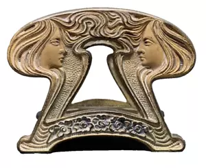 Antiker Judd Mfg Briefständer/Halter Spiegelbild Jungfrauen-Jugendstil-Gusseisen - Bild 1 von 8