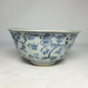 E2254: Southeast Asian real old blue-and-white porcelain tea bowl called AN-NAN