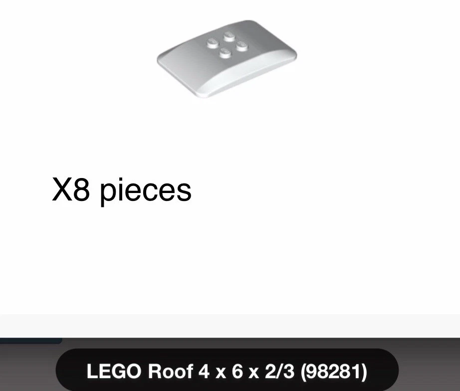 Lego 8 Piezas Cuña Blanca 6x4x2/3 Cuádruple Curvado/Techo Vehículo Coche Piezas #98281 Foto 1 de 1