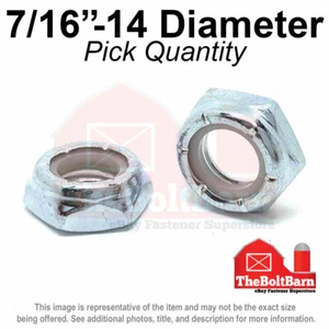 7/16"-14 Grade A Nylon Insert Hex Jam Lock Nuts Zinc Coarse Nylok(Pick Quantity) - Picture 1 of 2