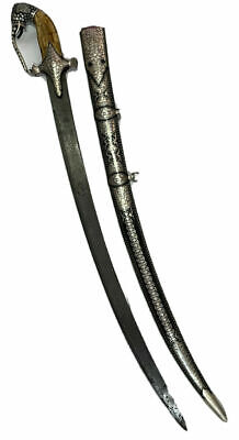 Indo Persian Talwar Sword With Damascus Blade & Silver Kofthgiri Work • 809.14$