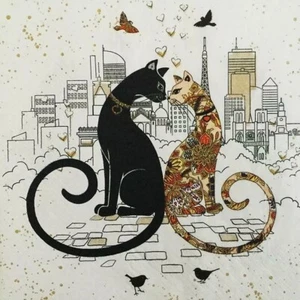 20 Cat Couple Paris Paper Napkins 3ply wedding Party Serviette 33x33cm - Picture 1 of 3