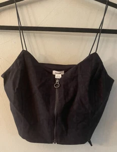 garage womens black sleeveless zip front top size small - Picture 1 of 5