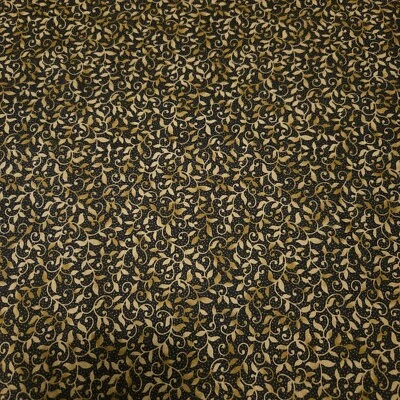 Les Fleurs BTY Ivy Lane Quilting Treasures Leafy Vine Khaki Sage Green on Black - Image 1 of 3