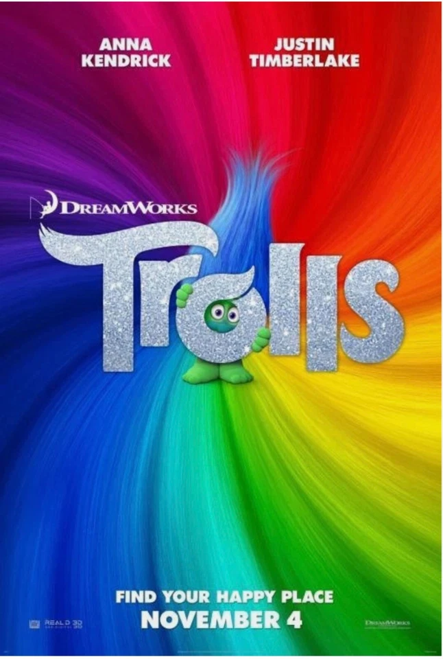 TROLLS - 13.5"x20" D/S Studio Promo Movie Poster Activity Page Justin Timberlake - Image 1 of 1