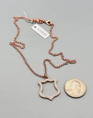 蔻驰复古玫瑰金铺施华洛世奇水晶盾幸运小饰品项链 — 第 1/4 张图片