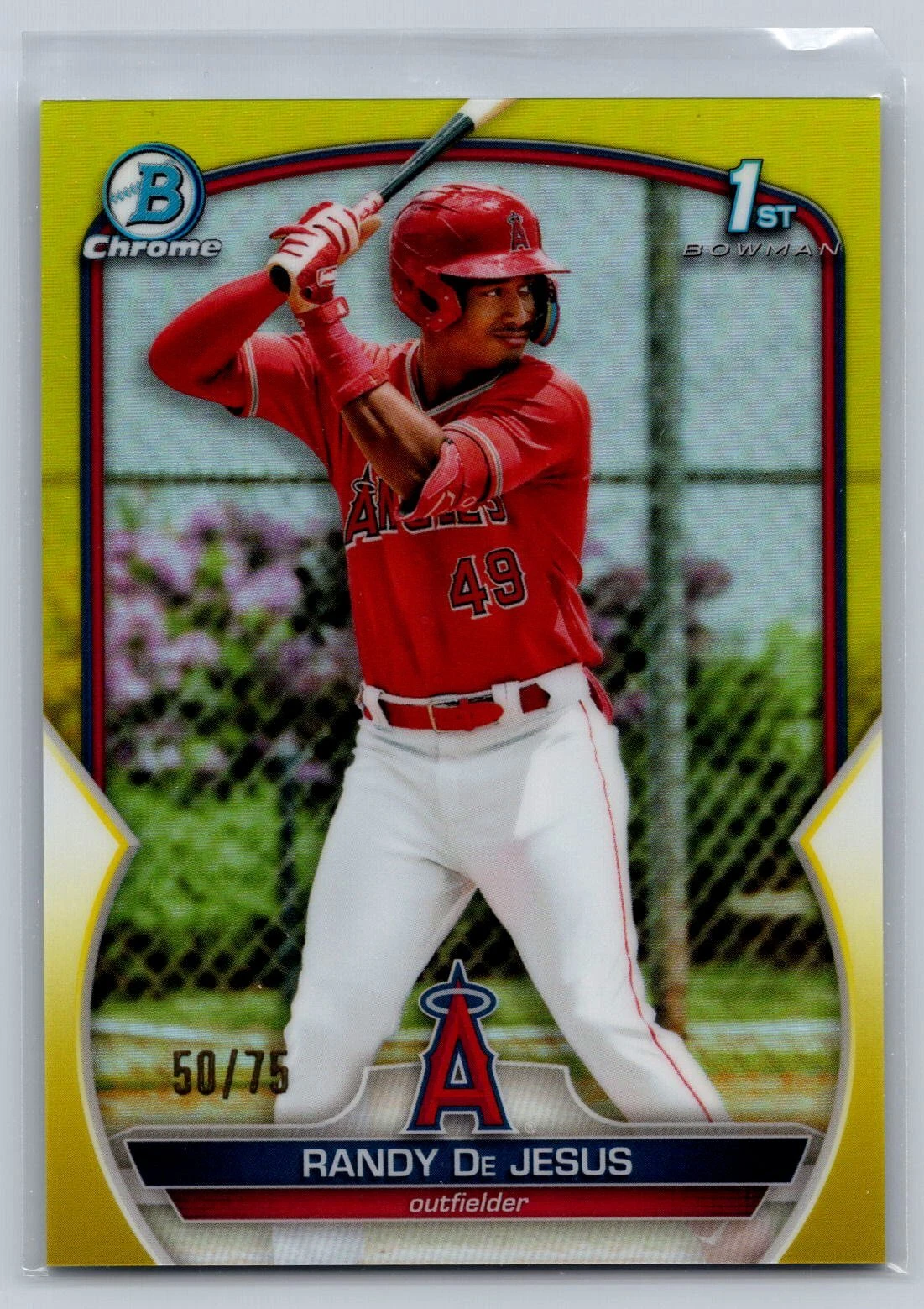 2023 Bowman #BCP-19 Randy De Jesus Chrome Prospects Yellow Refractor #/75