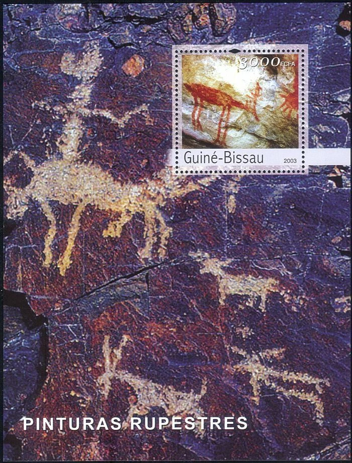 Guinea-Bissau 2003 Rock Art/Paintings/Deer/Prehistoric/Animals 1v m/s (s1032m) — 第 1/1 张图片