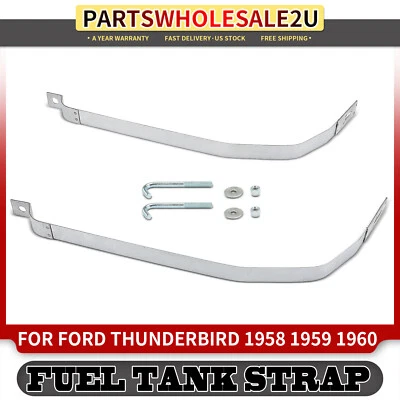 2x Correas de tanque de combustible de acero satinado gris para Ford Thunderbird 1958 1959 1960 Foto 1 de 4