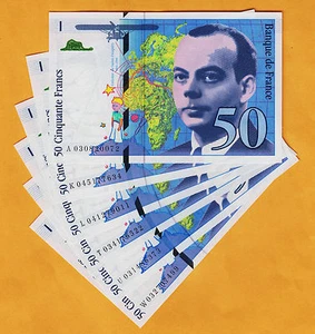 Frankreich Sammlung 6 verschiedene (A bis W) Vorsilbe 50 Francs 1994 P-157Ac UNC - Bild 1 von 2