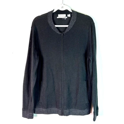 Cárdigan Calvin Klein Hombre L Negro Gris Euro Merino Suéter Preppy Clásico Nuevo sin Etiquetas Foto 1 de 4