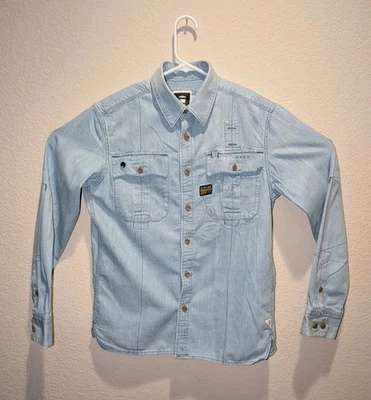 G-Star Raw Tunnel Rhine Shirt Mens Light Blue Chambray Western LS Button Up - M - Image 1 of 4