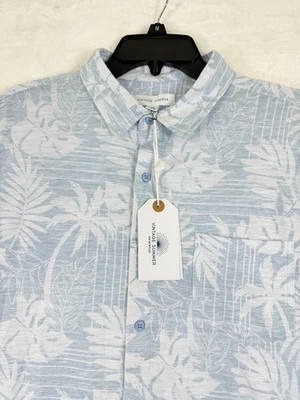 Новый винтажный Summer рубашка средний мужской синий цветочный кнопка вверх легкий новый с Ярлыками - Изображение 1 из 4