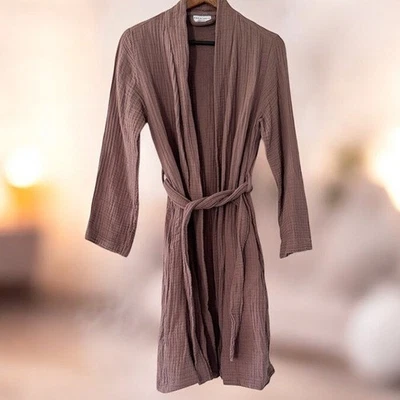 Bata Nube Algodón Paracaídas Mujer’s XS Púrpura Bolsillos con Cinturón Turco Foto 1 de 4