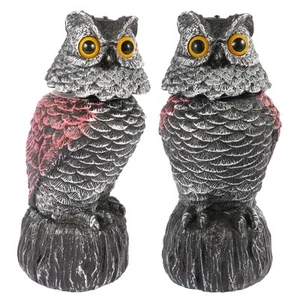 Owl Decoys to Scare Birds Away, 2 Pack BobbleHead Fake Owls Plastic Scarecrow... - Picture 1 of 7