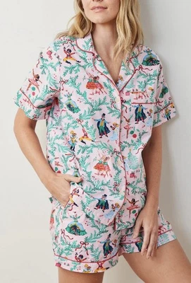 Conjunto de Pijama Estampado Fresco Cascanueces Sueños Corto Slv Top Pantalones Cortos Algodón Boho L Raro Foto 1 de 4