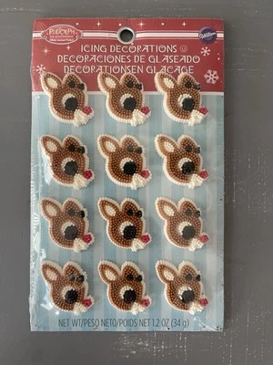 NEW Christmas Icing cake Decoration cupcake topper edible sugar decor Rudolph  ￼ - Image 1 of 3