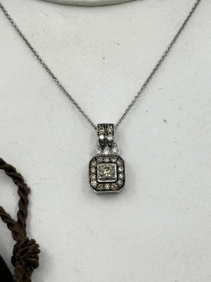 "Collar colgante LeVian oro blanco 14k chocolate vainilla diamante 3/4"" 18,5"" 4,2 g" Foto 1 de 4